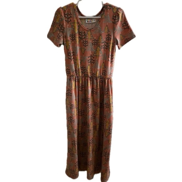 DOT DOT SMILE Girls 5/6 Santa Cap Dogs Bones Holiday Christmas Maxi Print Dress - Picture 2 of 7